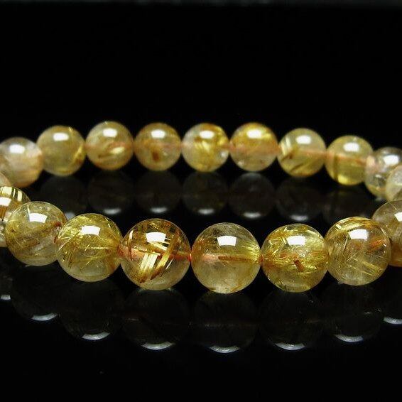 ルチルクォーツ ブレスレット 9mm タイチンルチルクォーツ タイチンルチル 一点物 メール便可 [M便 1/10] 111-49120