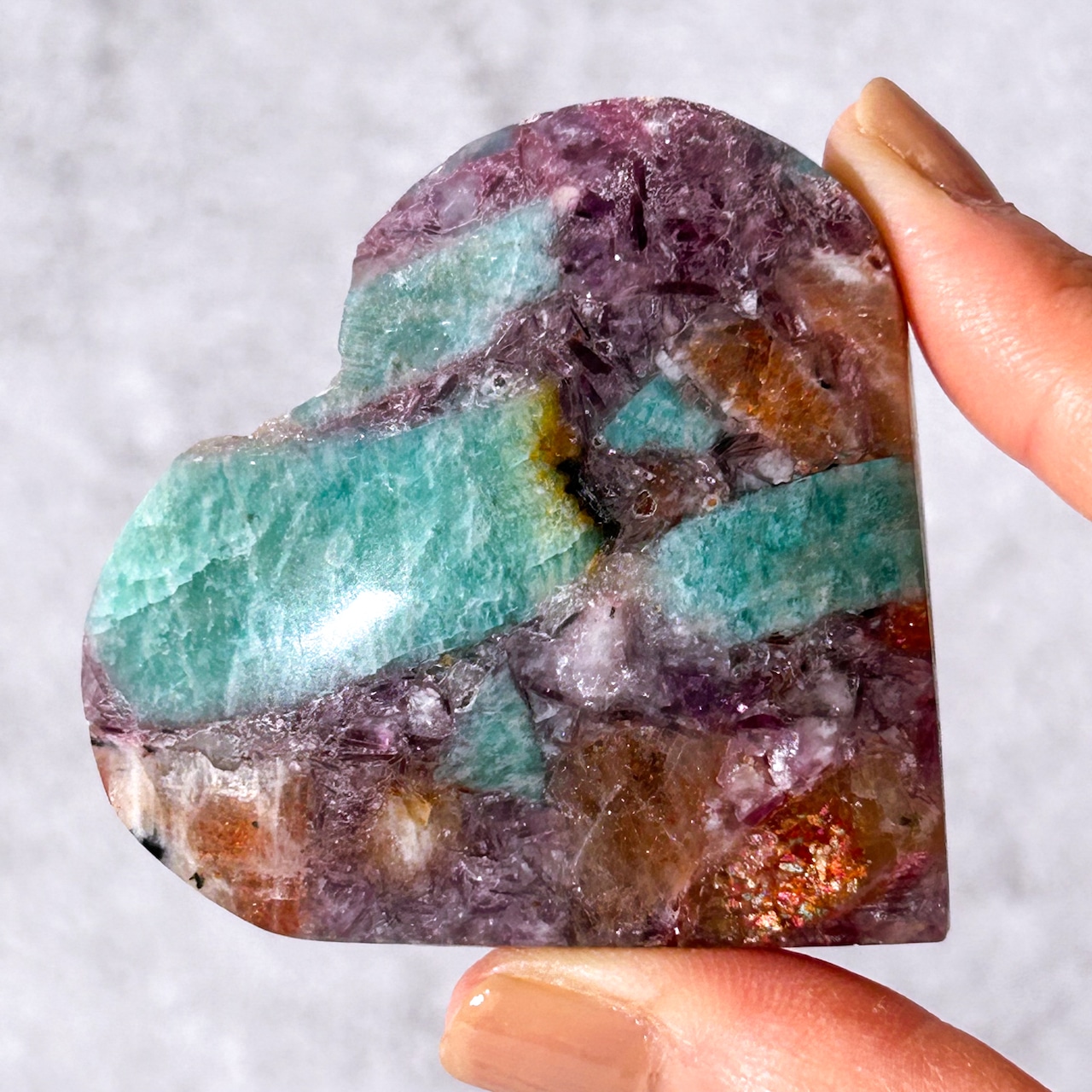 サンストーン・アマゾナイト・レピドライ ハート * 天然石