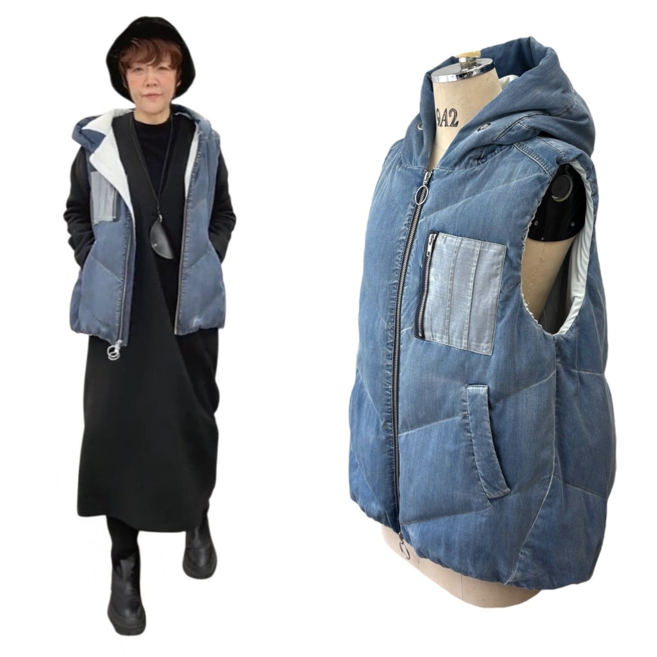 SALE【ayane】ダンガリーダウンベスト 875823 アヤン | red earth