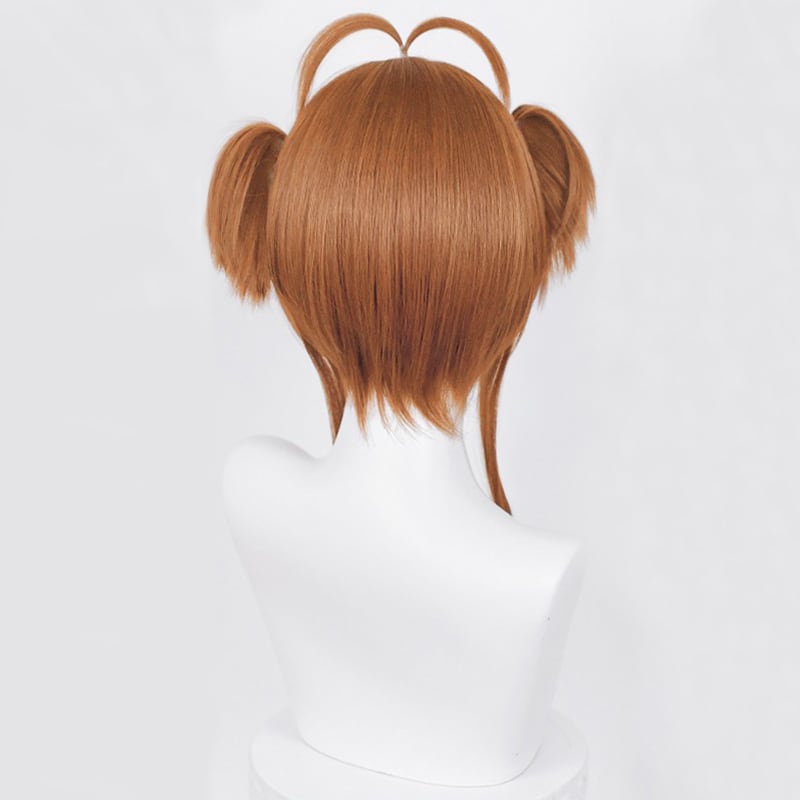 コスプレ耐熱ウィッグ ライトブラウン ツインテール バンス付き