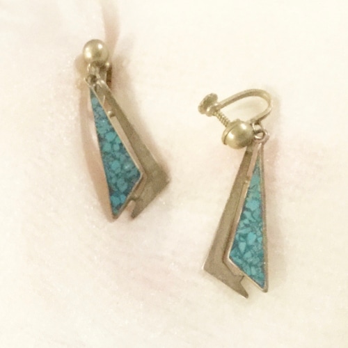 Mexico vintage earring triangle-turquoise