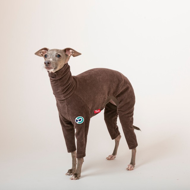 コーデュロイロンパース　brown / イタグレ服