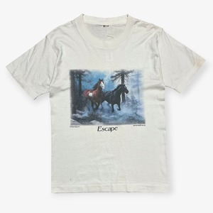 90s｜IMPULSE WEAR｜プリントTシャツ｜Chuck DeHaan Escape 馬 アニマルプリント USA企画｜コンディション B