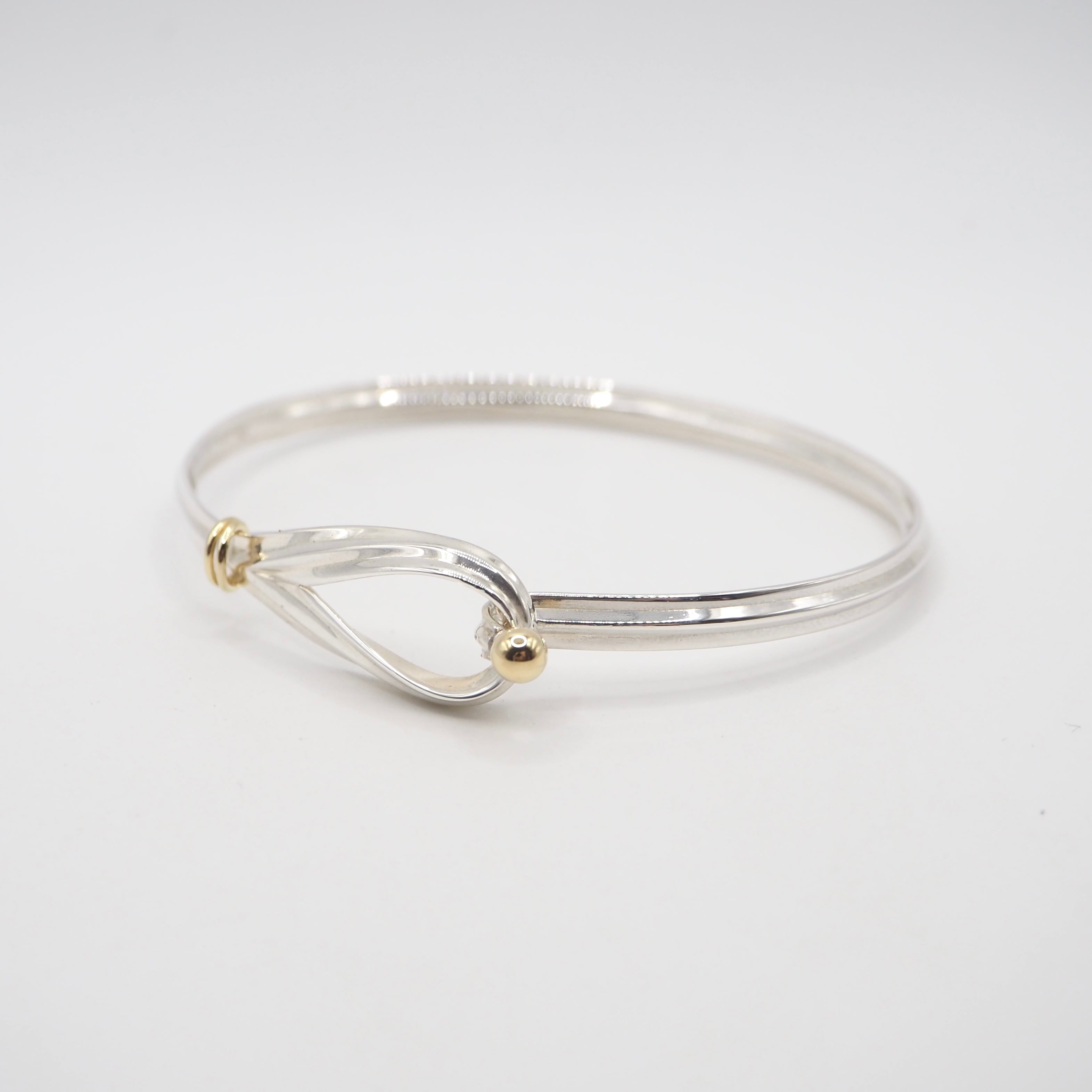 超美品Tiffany & Co. フック&アイ バングル シルバー925 k18 Tiffany&Co. フック&アイ バングル シルバー925 K18 ティファニー