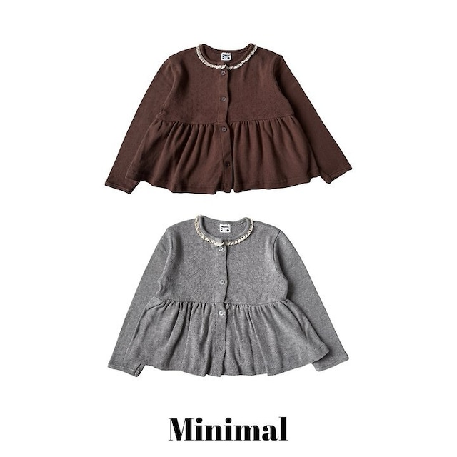 【取寄】minimal|lace frill cardigan|レースフリルカーディガン|S-JM|kids&jr|26 autumn