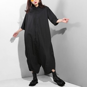 Black Wide Leg Overall / ブラック ワイドレッグ オーバーオール