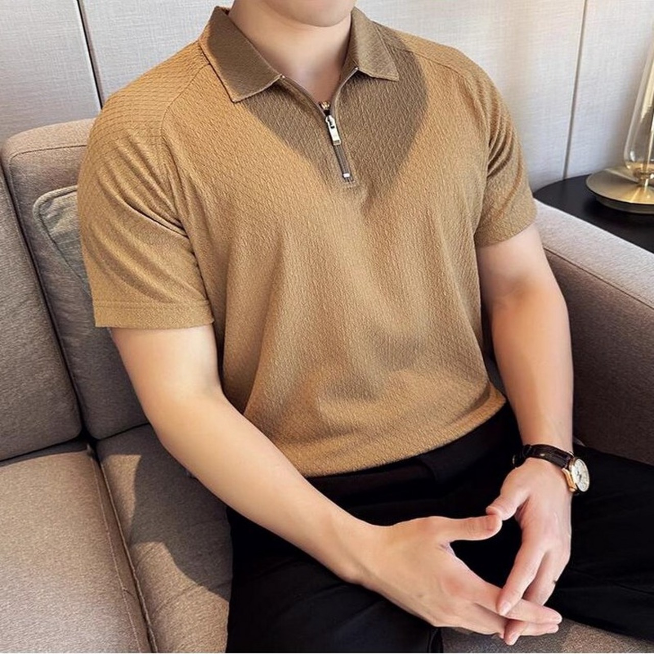 thin zipper polo shirt 00319