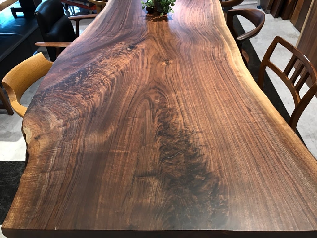 ウォールナット_2900×1000-900×55_横浜元町店_テーブル天板/一枚板