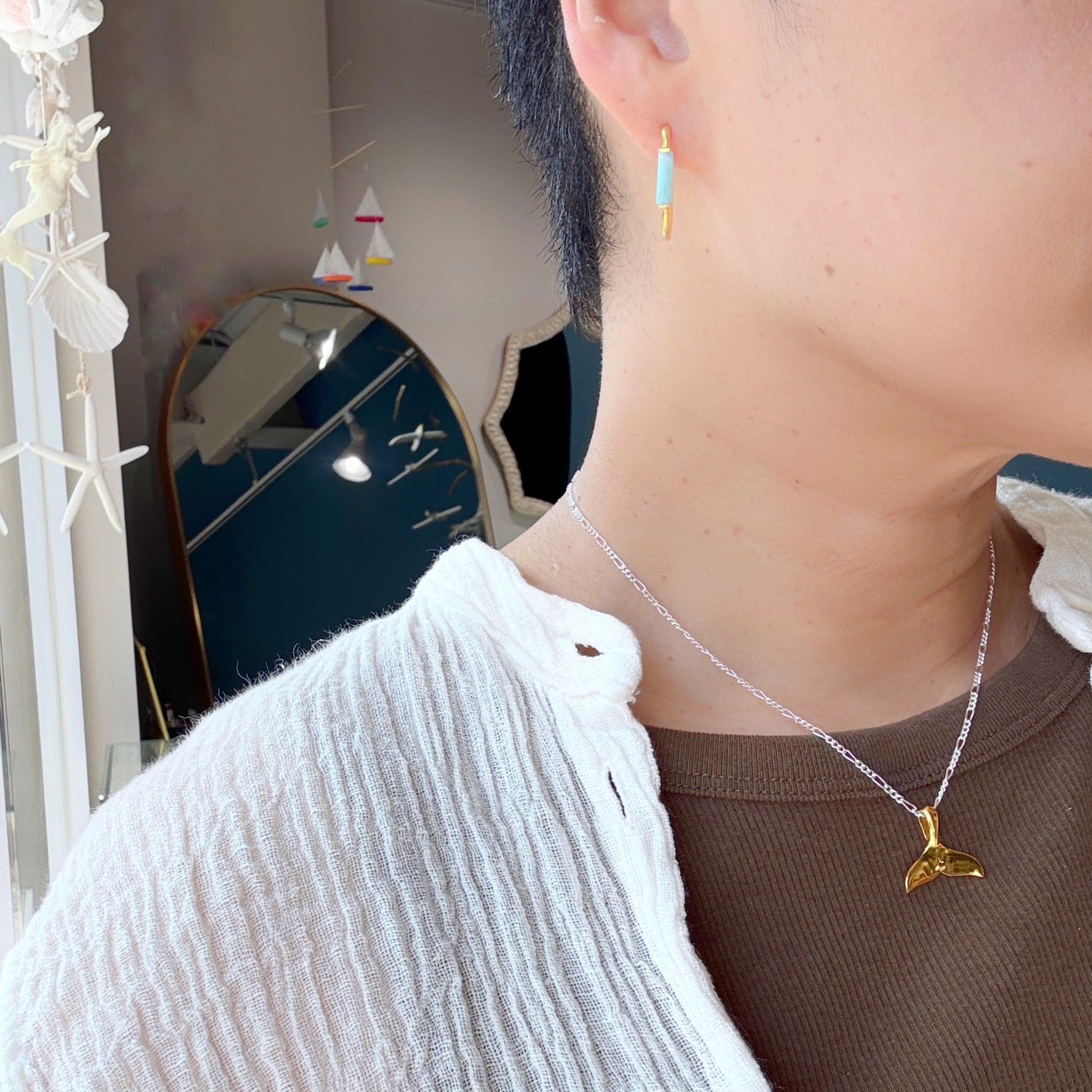 ラスト1！！】Gold Coating ホエール テイル 鯨の尻尾 ペンダント