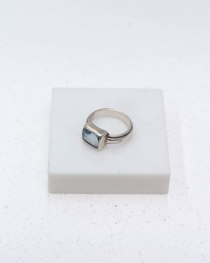 vintage square stone silver ring