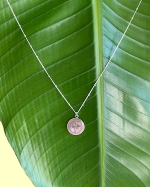 Silver coin necklace / on the beach       OBH-011