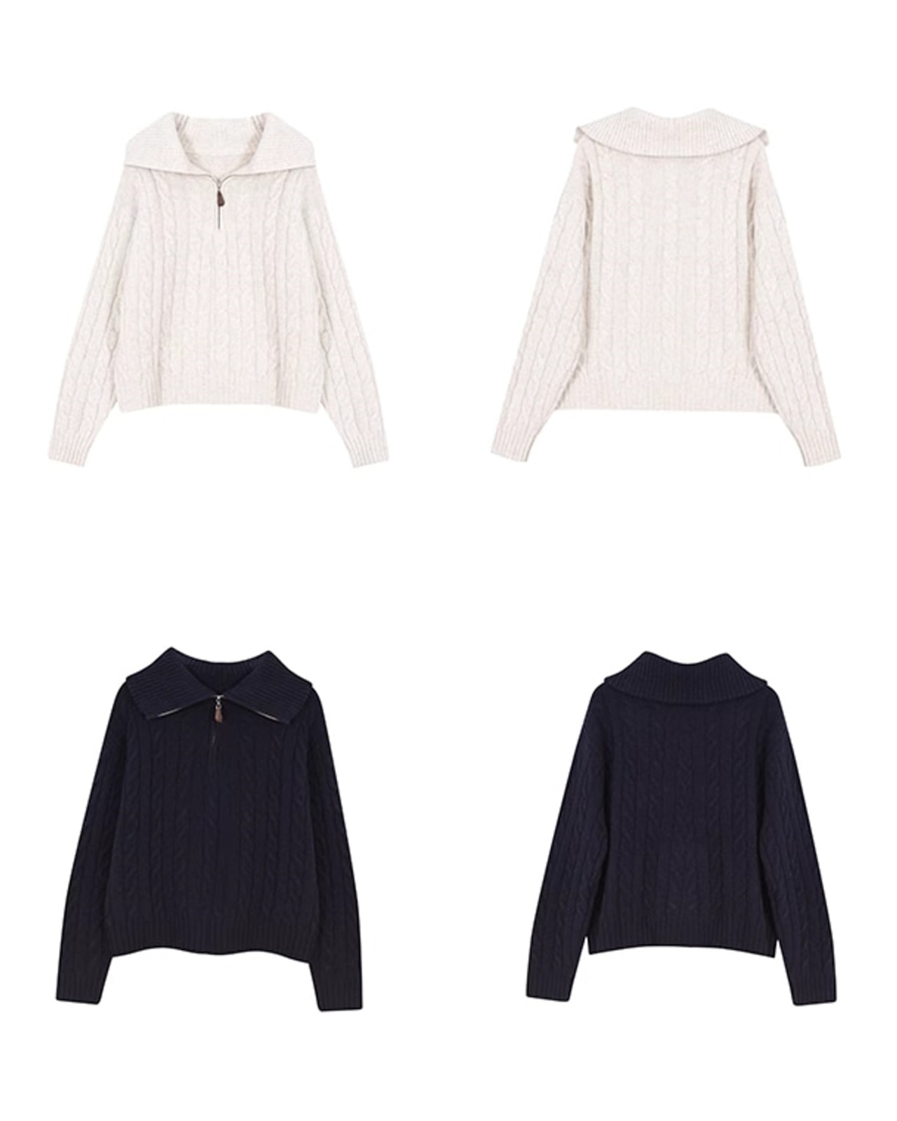 Half zip cable Knit　T20335