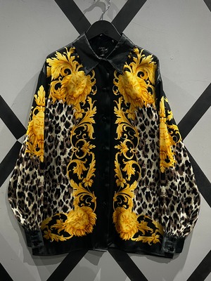 【X VINTAGE】European × Leopard Design Vintage Scarf Shirt