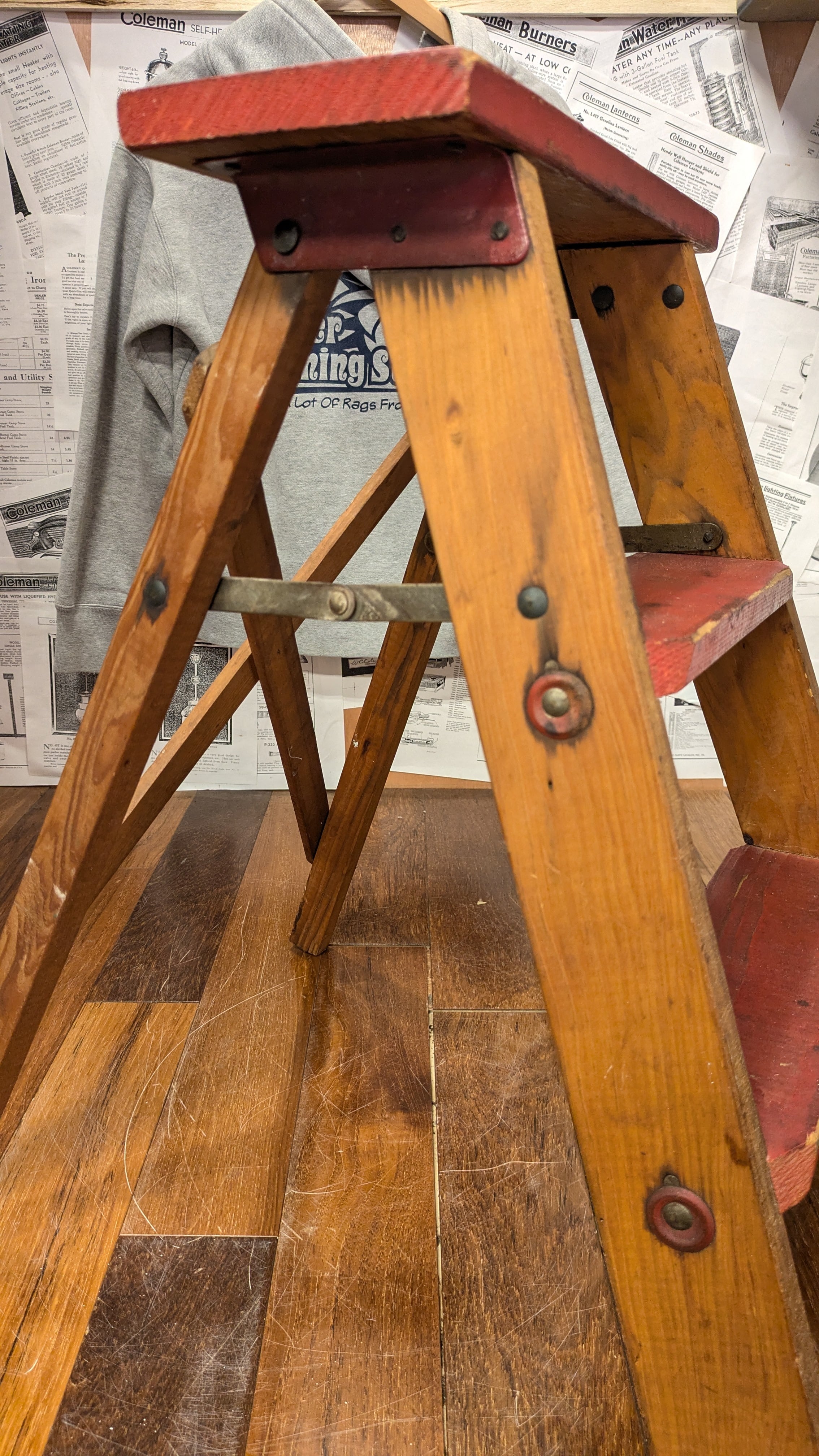 Vintage Wood Stepladder Stand USA Antique Ladder ビンテージ ウッド