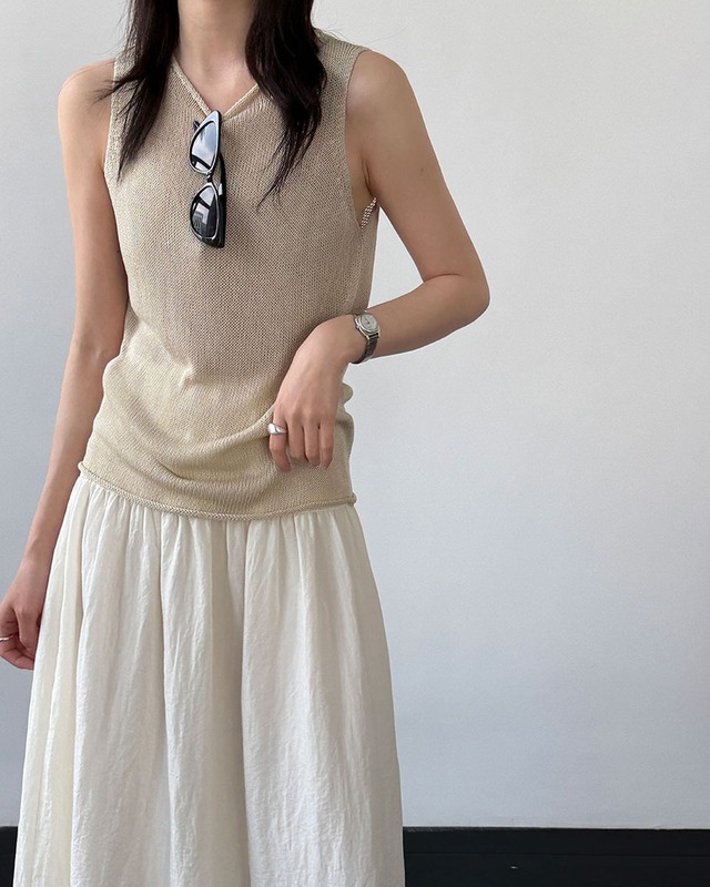 Linen Blend Sleeveless Knit