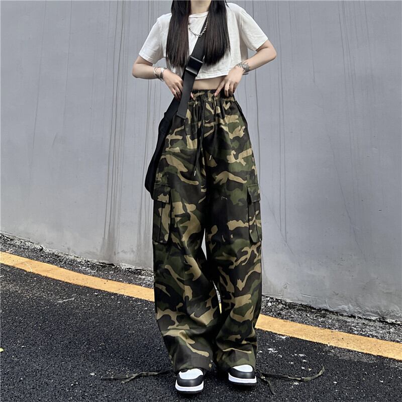 迷彩 カーゴパンツ ミリタリースタイル 韓国ファッション 迷彩柄パンツカジュアルパンツ 夏服韓国ファッションNEW