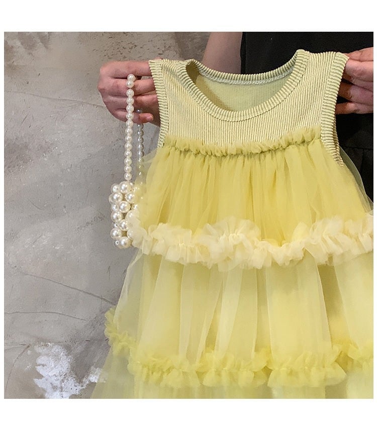 予約販売】90–150cmイエロー チュールワンピース | 子供服のMurababy