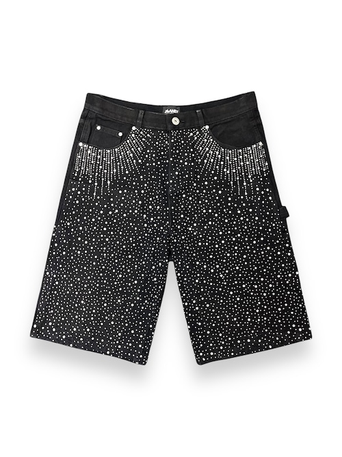 【PLANET STUDIO】damage rhinestone half denim pants
