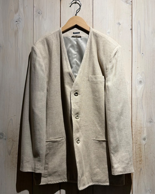 【a.k.a.C.a.k.a vintage】Ivory Color Vintage No Collar Tailored Jacket