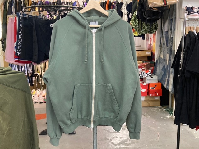 URU TOKYO COTTON FLEECE / ZIP UP SWEAT HOODIE 2 SAGE GREEN 36748