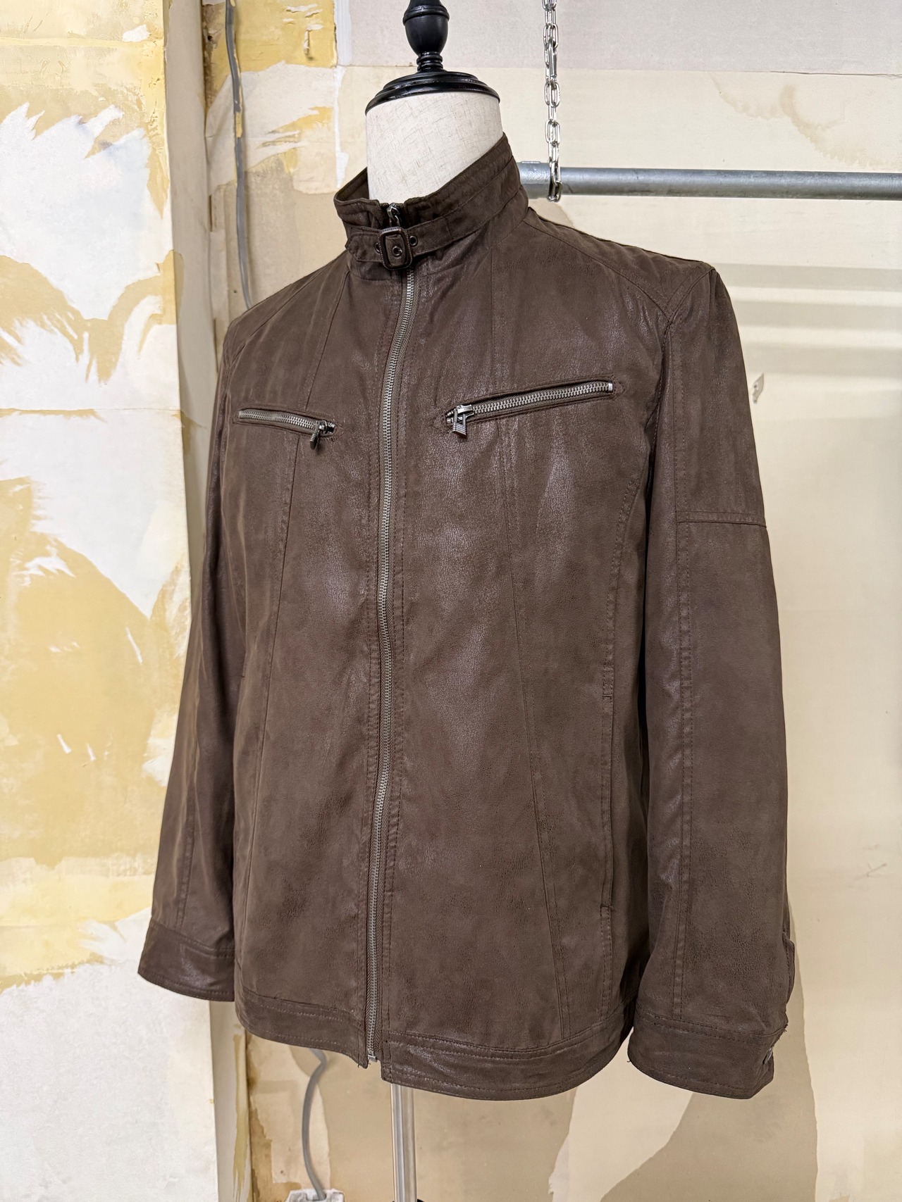 brown stand collar jacket