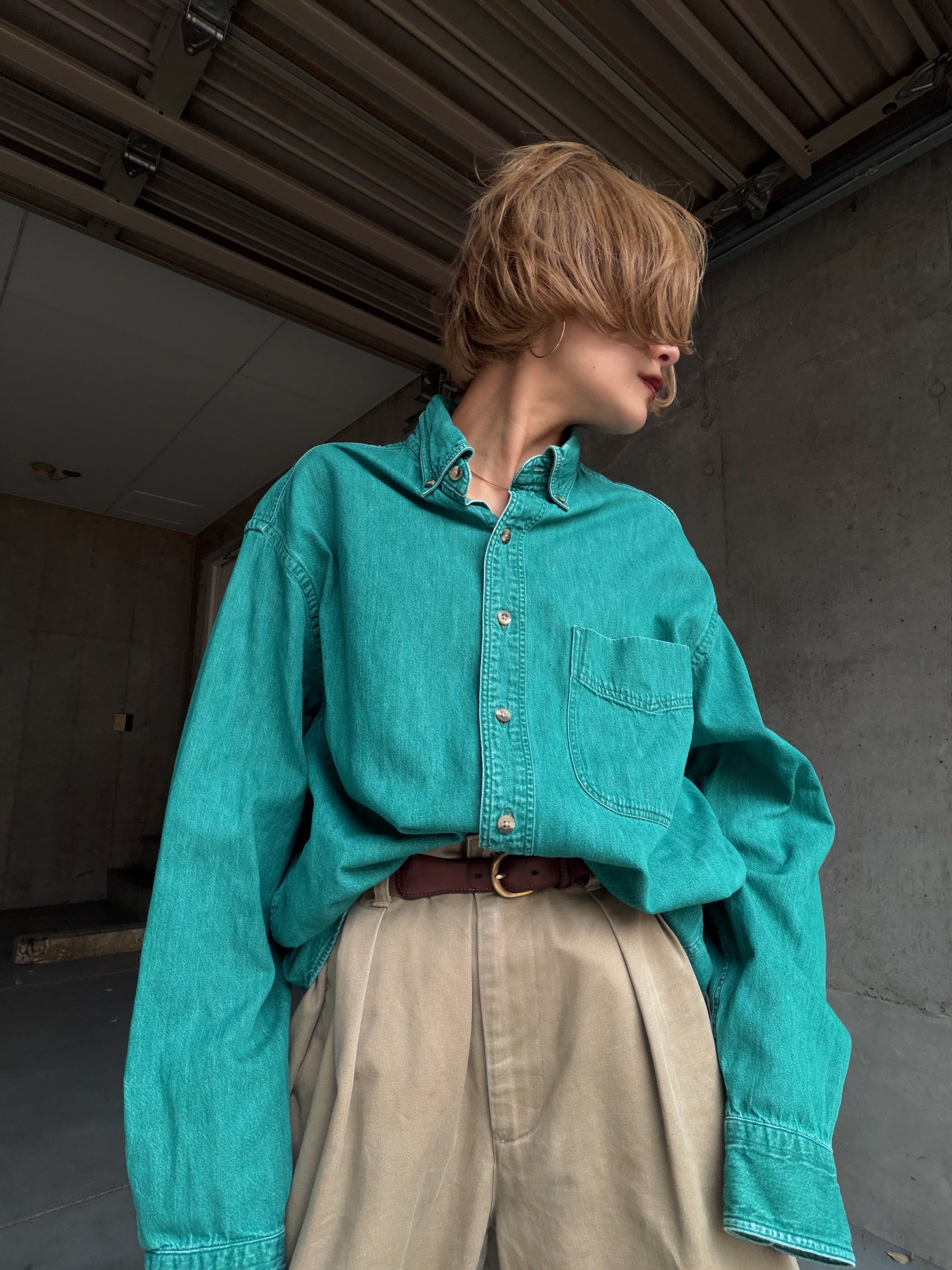 (SH1210) 90’s LAND’S END denim shirt