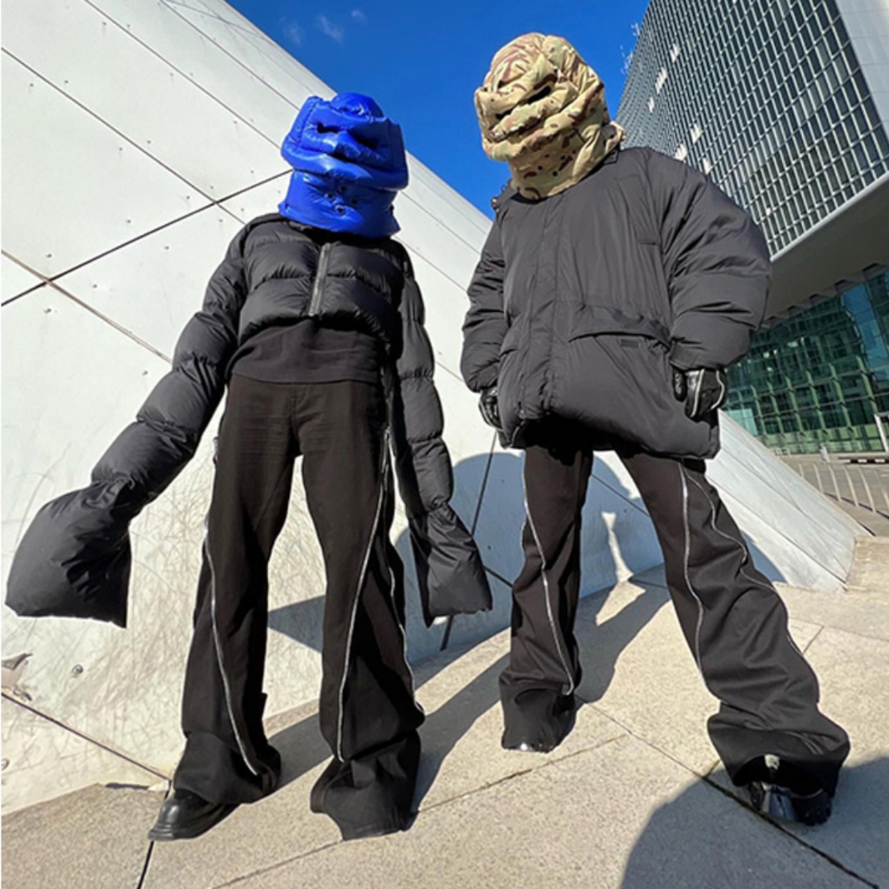 ストリート ジップアップスパイラル デニムパンツ P154