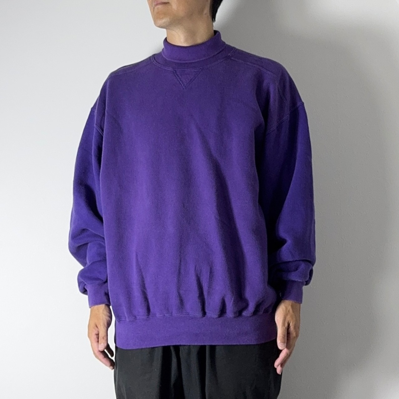 L.L.Bean × Russell 90s mock neck sweatshirt solid purple XL 古着 - 13