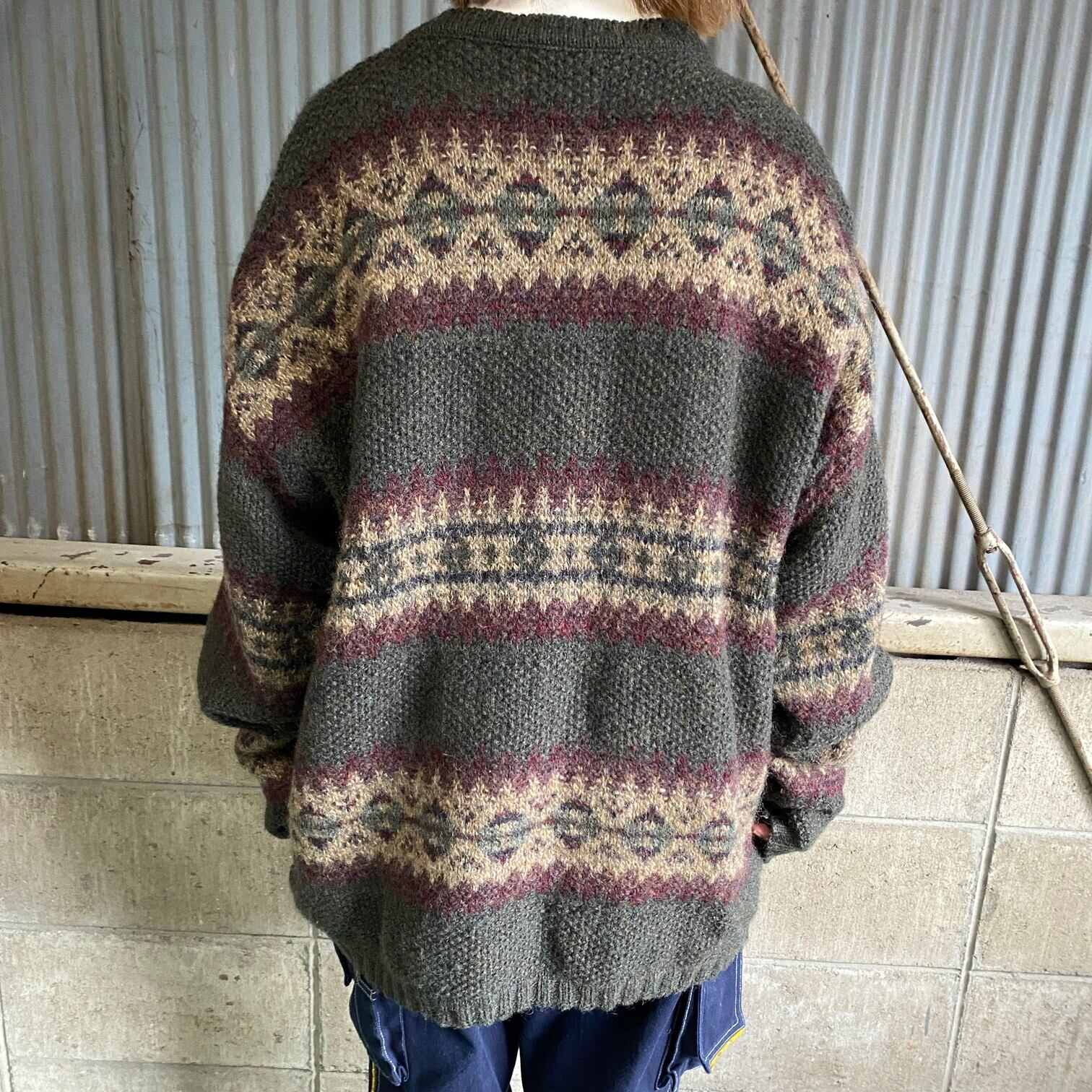 90年代 USA製 Woolrich ウールリッチ ノルディック柄 ウールニット