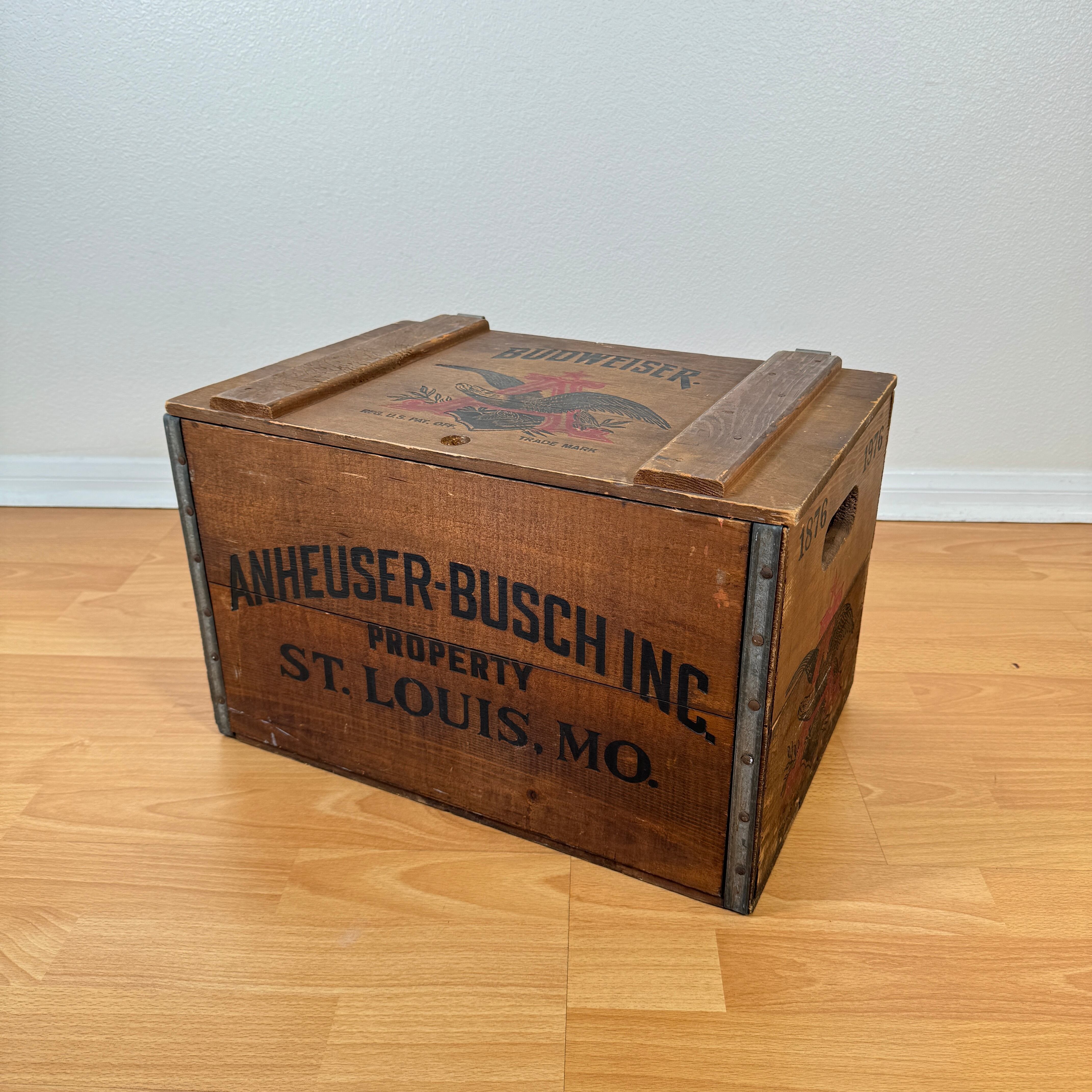 #1171 ビンテージ 木箱 BUDWEISER バドワイザー ウッドボックス 蓋付き 収納ケース
