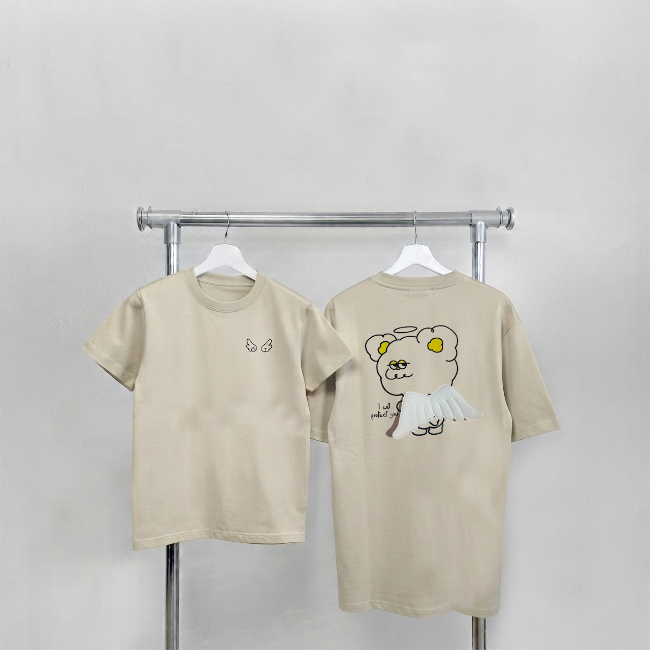 【背中に羽が生えました。】天使の羽 Tシャツ｜Hoooさん 立体刺繍 羽付き キャラクターTee - 2