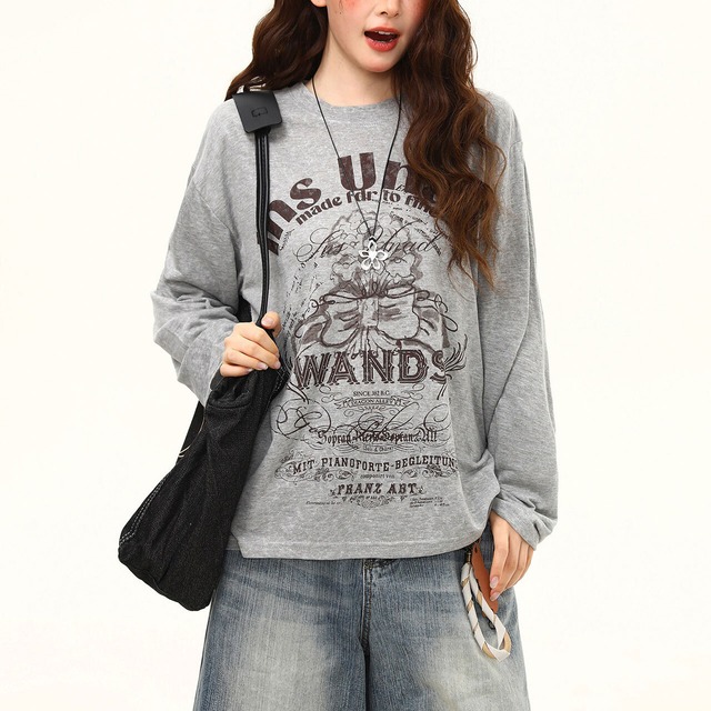 ヴィンテージライクオーナメントグラフィックTシャツ 2col R02519
