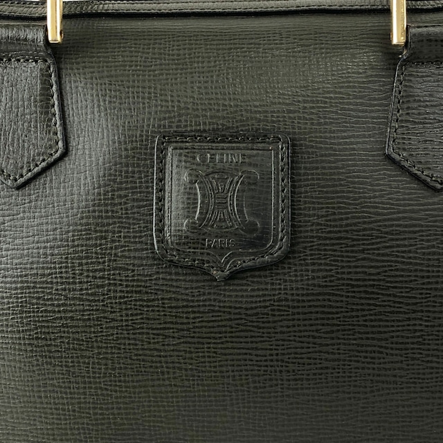 CELINE セリーヌ ハンドバッグ カーキ ブラゾン型押し レザー ミニボストン vintage ヴィンテージ オールド 3aca5z