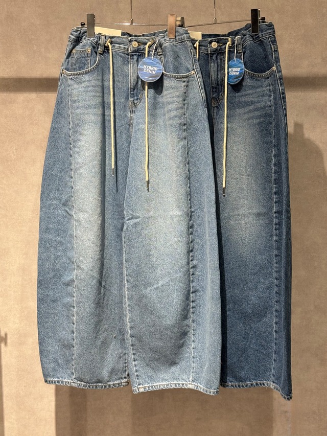 curve string denim pants