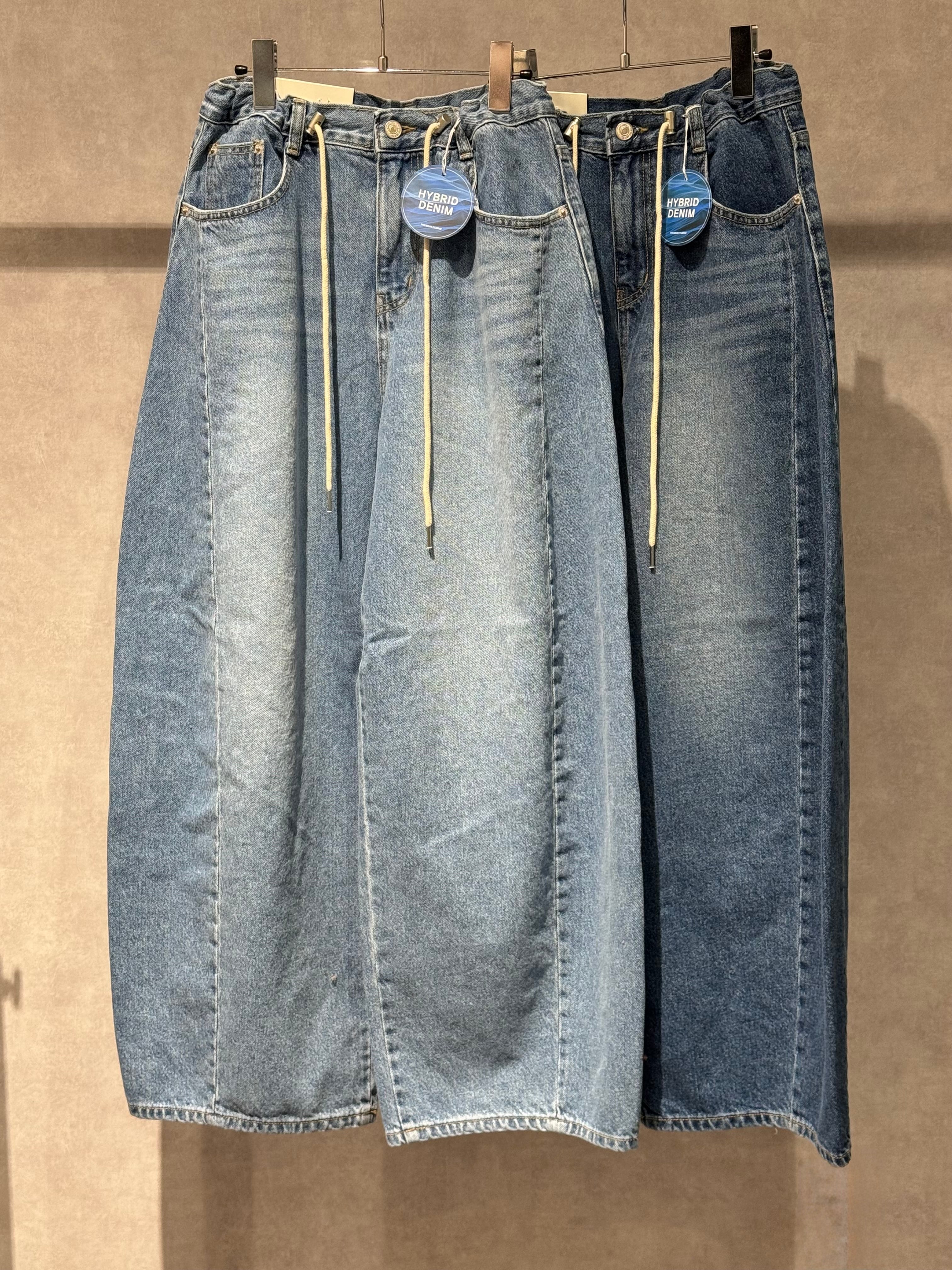 curve string denim pants
