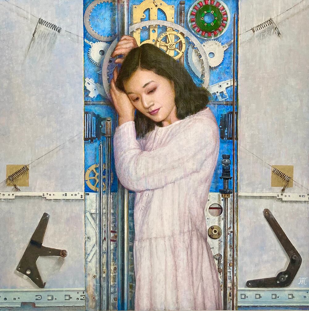 菊地秀夫/画 「田面と太陽」油彩画 | Pay ID