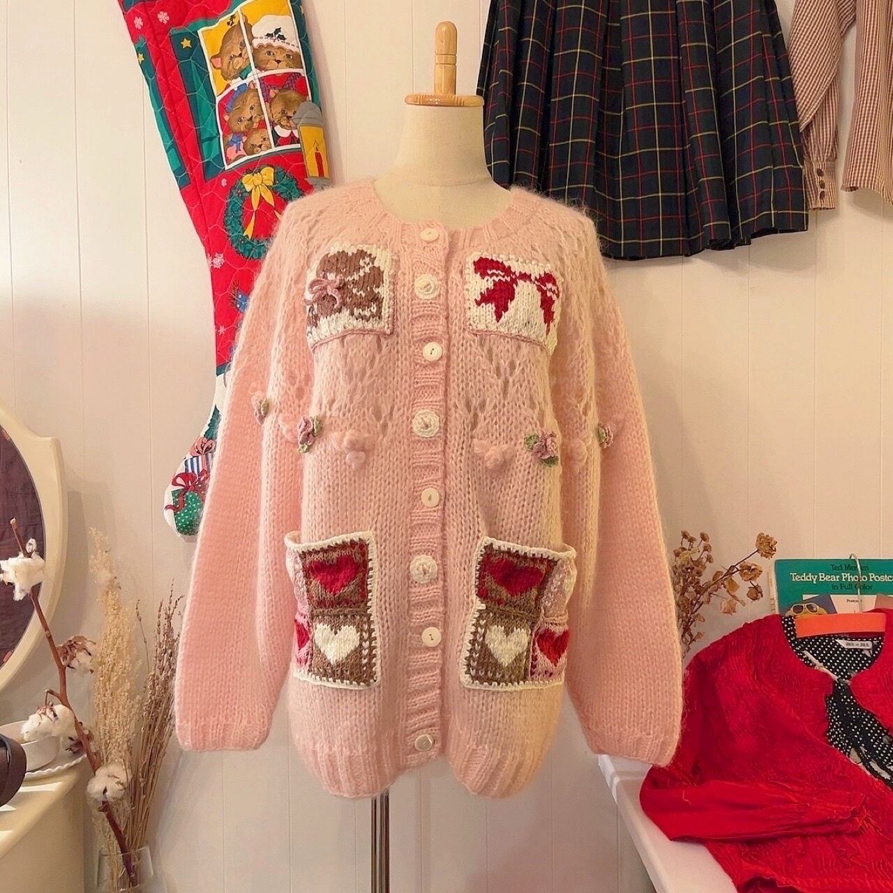 remake / bear pink knit cardigan