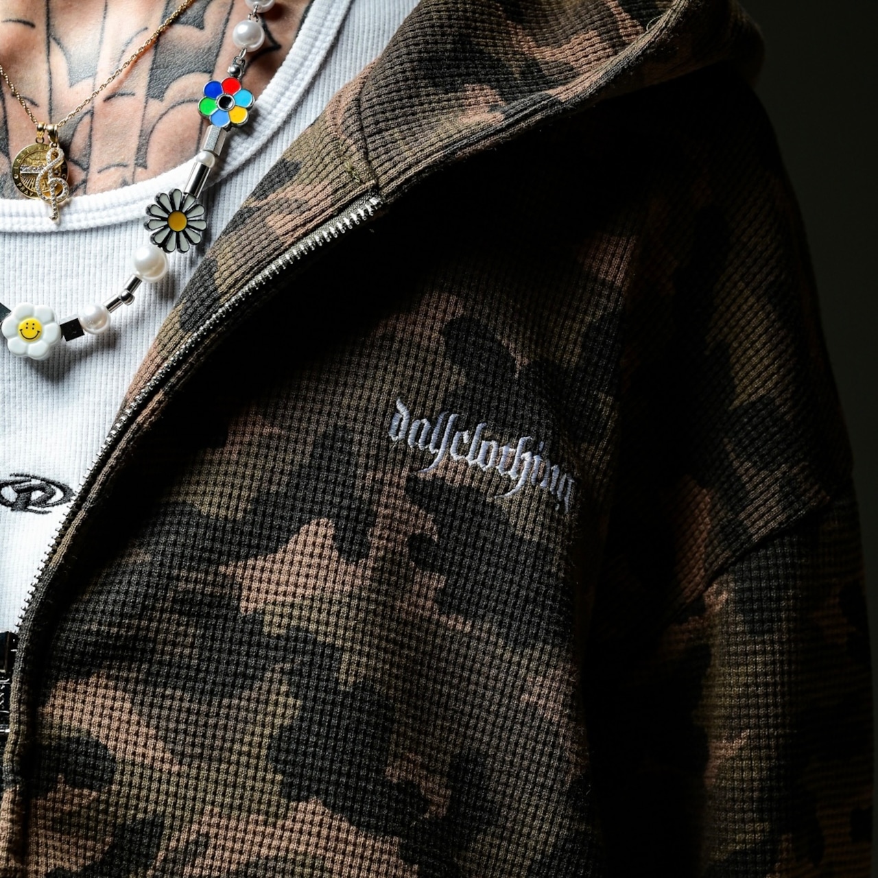 ESSENTIAL LOGO THERMAL ZIP HOODIE