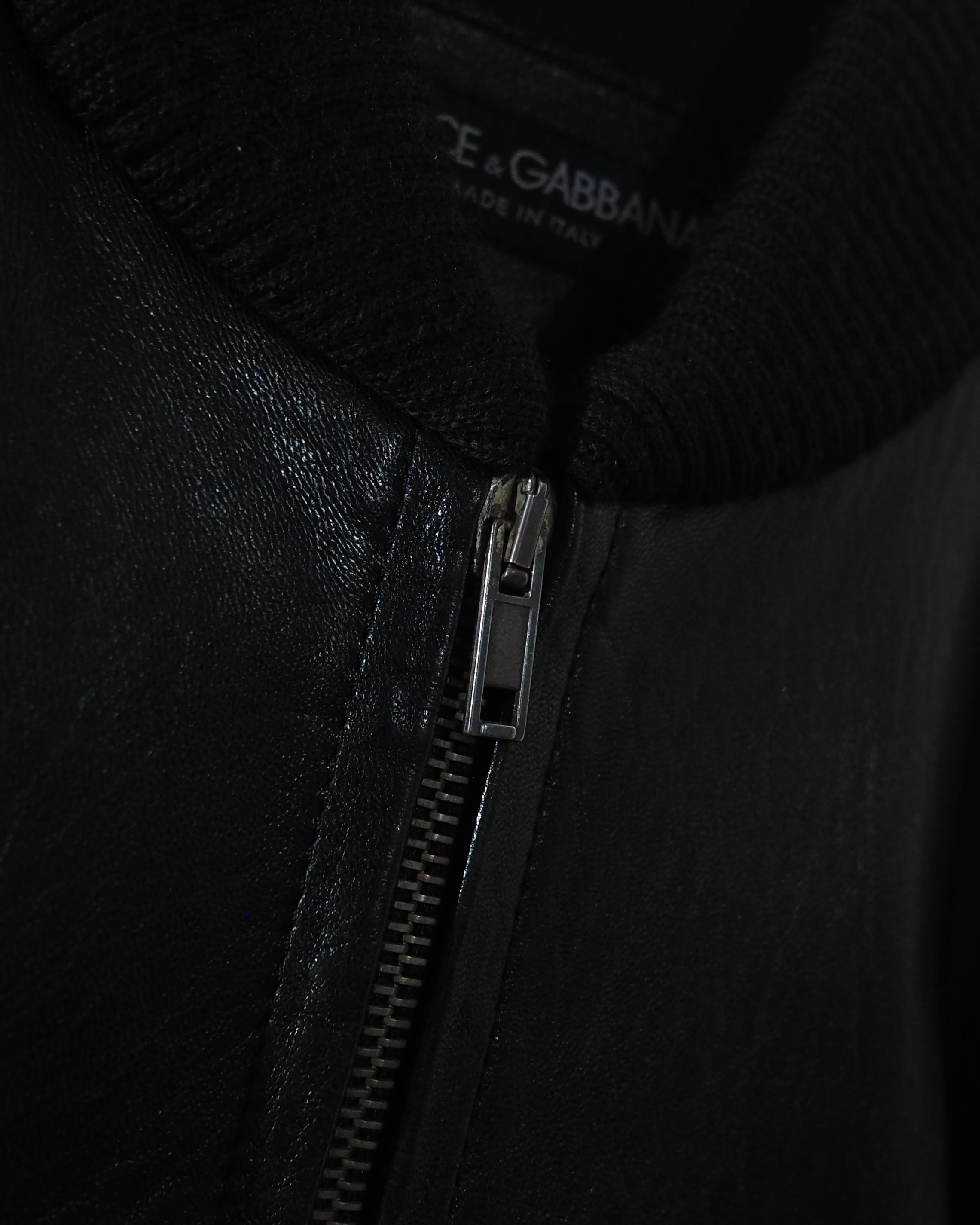 ” Made in Italy - DOLCE&GABBANA ” Special Black Lamb Leather Single Riders Jacket