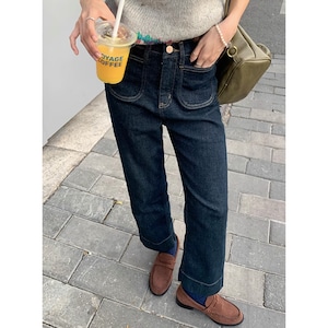 high-waist straight denim