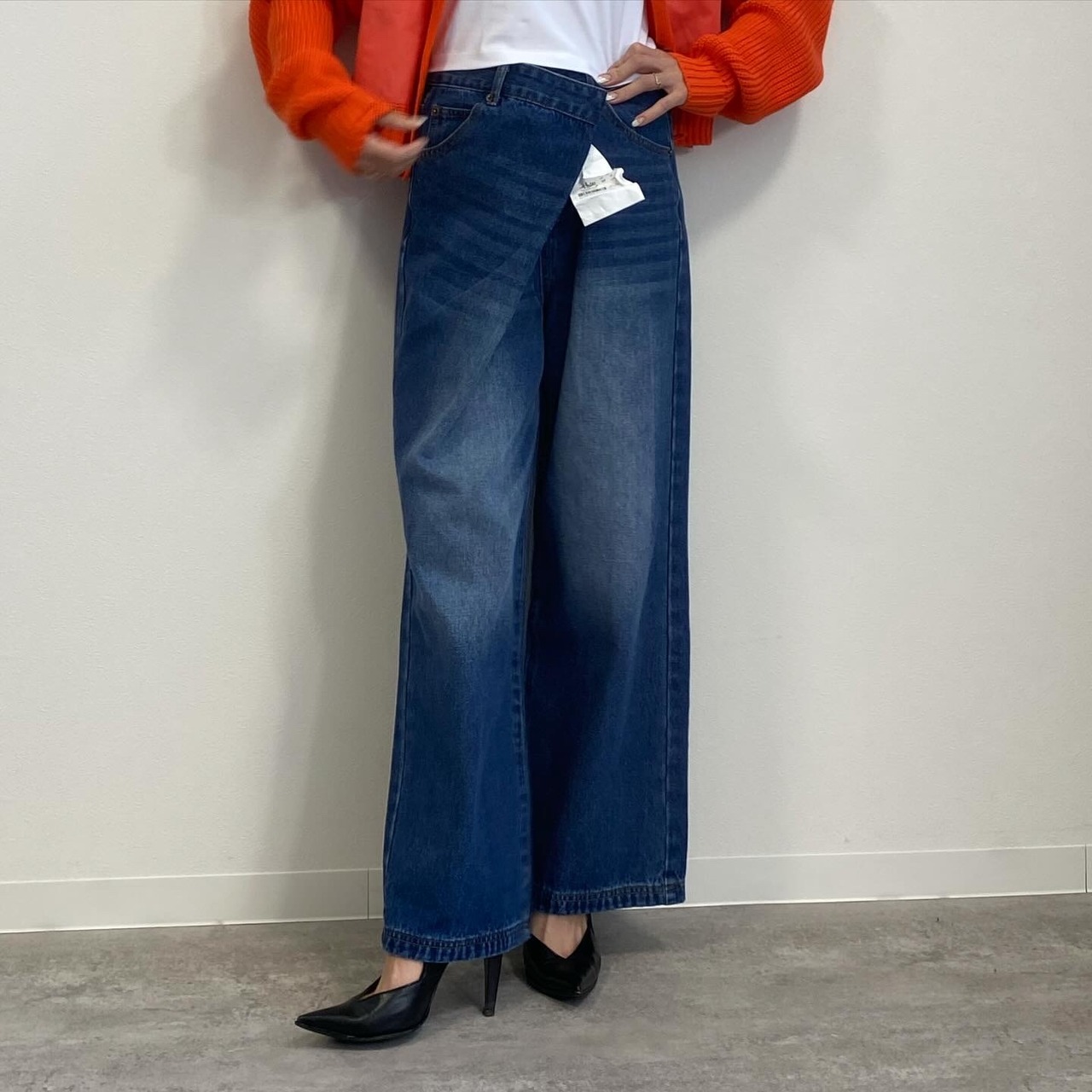 ミカーレミカーレ MICALLEMICALLE　Cafede indigo 　フロントクロスワイドdenim