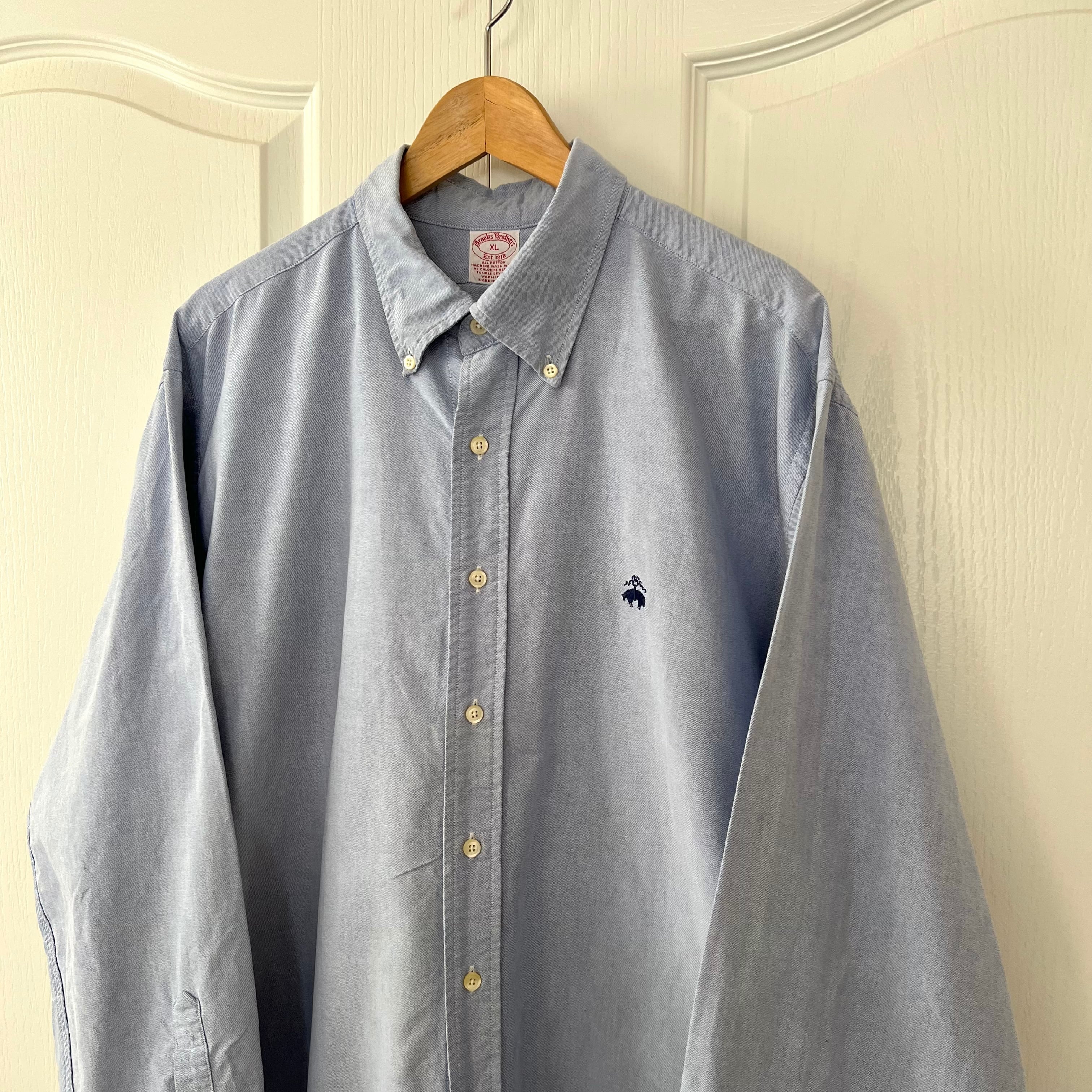 Brooks Brothers ネイビー 長袖ポロシャツ L ベロア　usa製 コットン／ポリエステル ハイツイストピケ GFロゴ ロングスリーブ