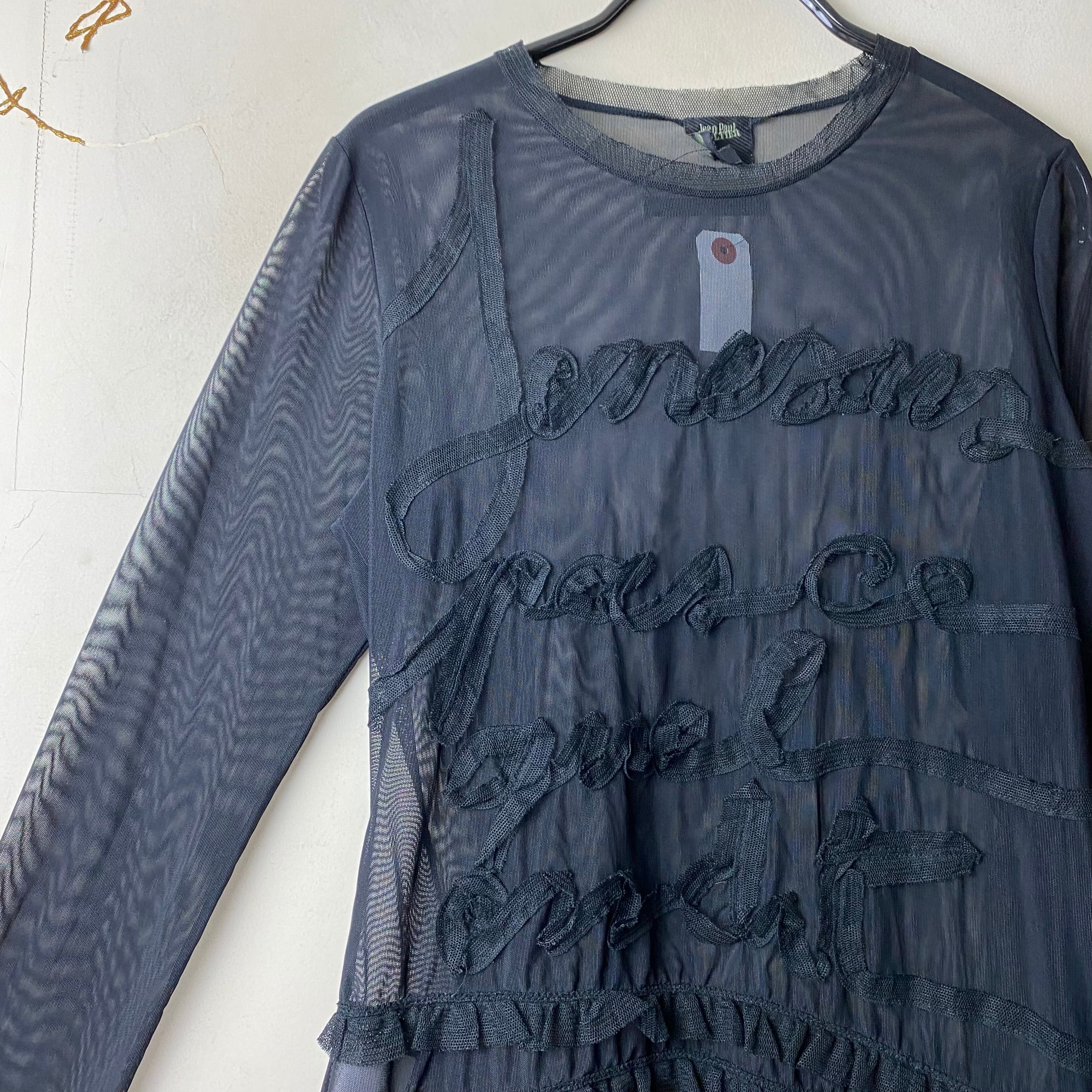 JEAN PAUL GAULTIER FEMME frill design see-through pullover | NOIR 