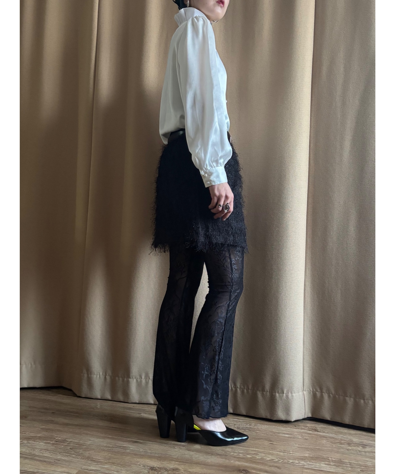 MAX&Co. black shaggy mini skirt-4516-2