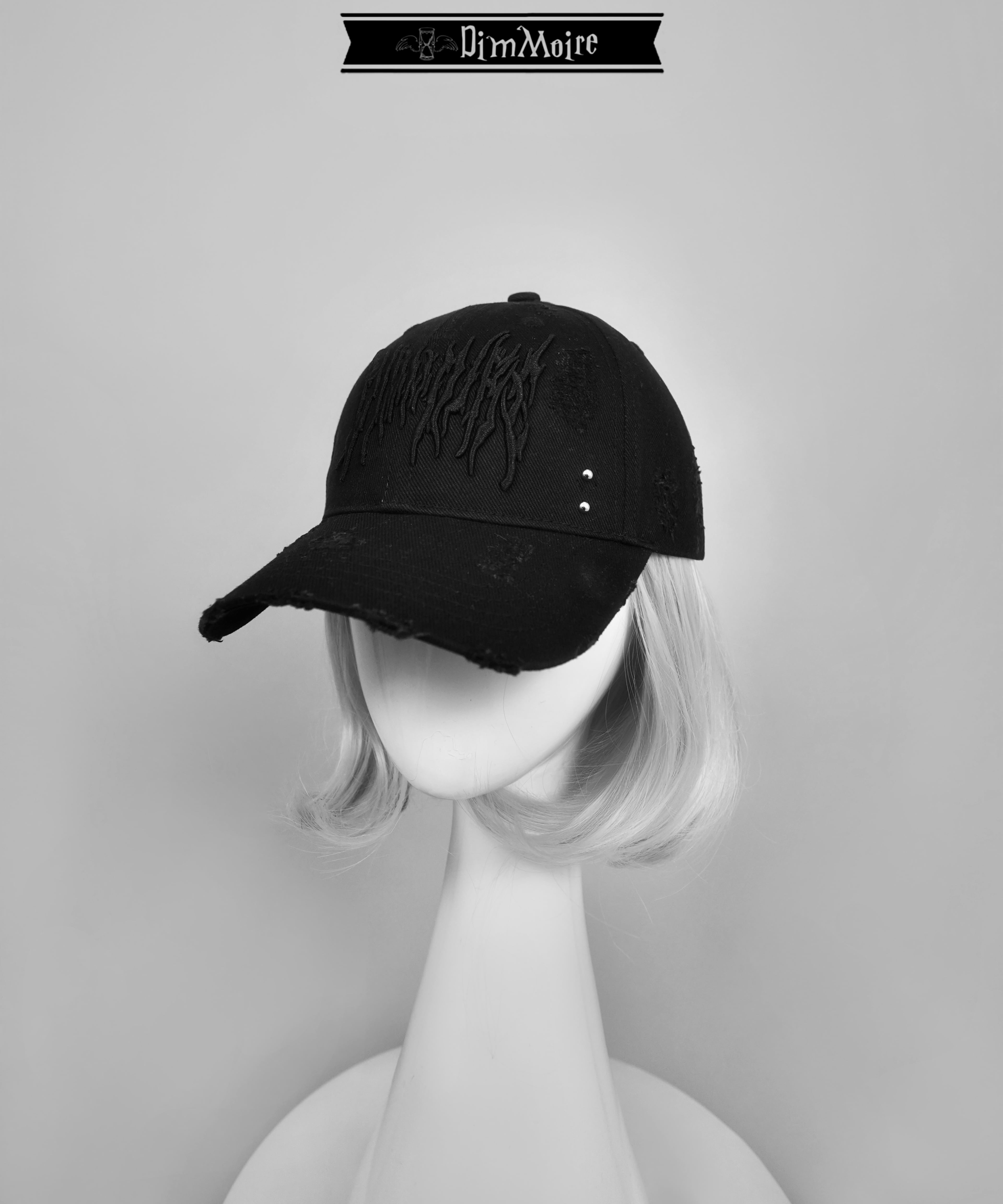 ロゴ刺繍ダメージCAP のたまい black 黒 dimmoire ディムモアール 新品