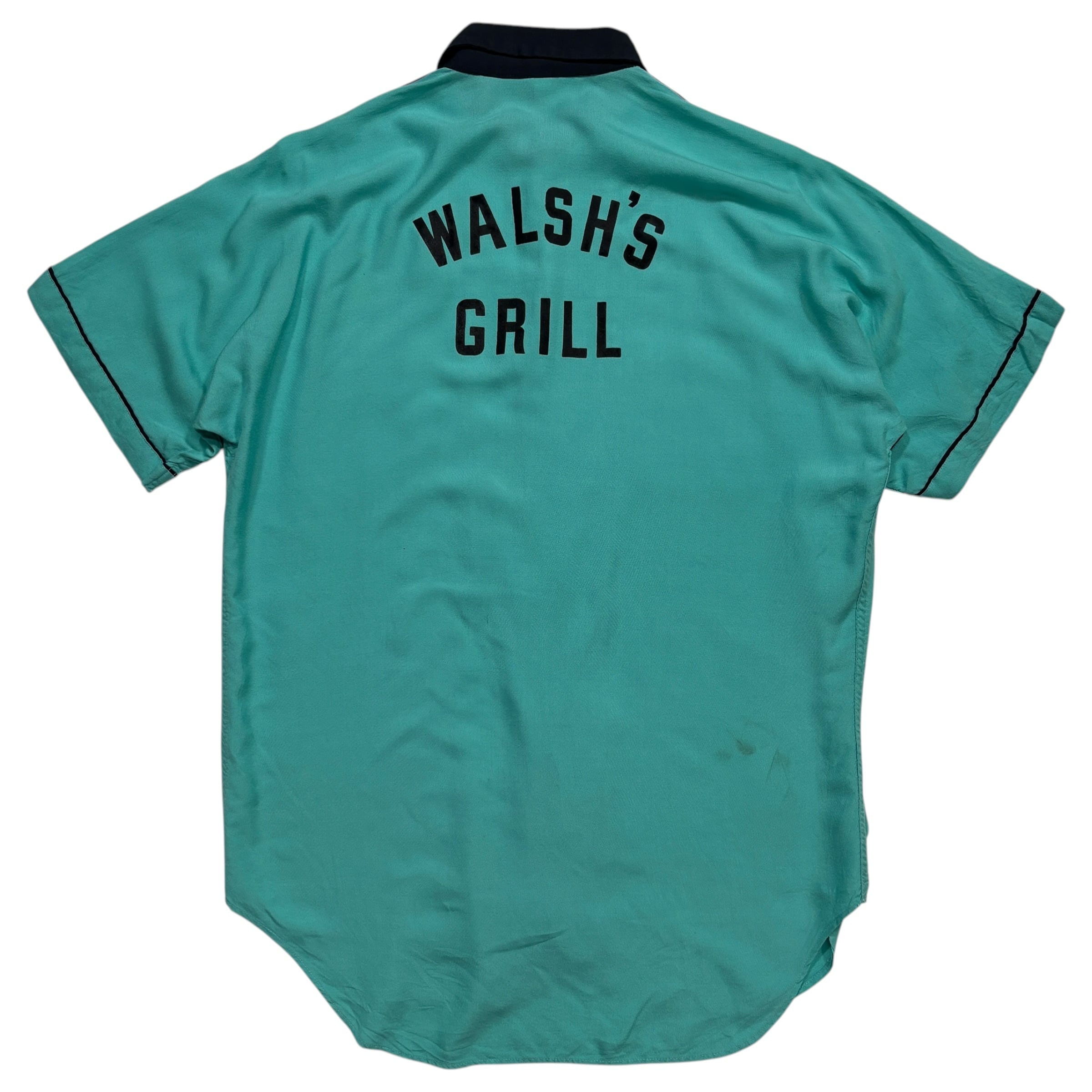 50's–60's Vintage Swingster Rayon Bowling S/S Shirt “Walsh's Grill