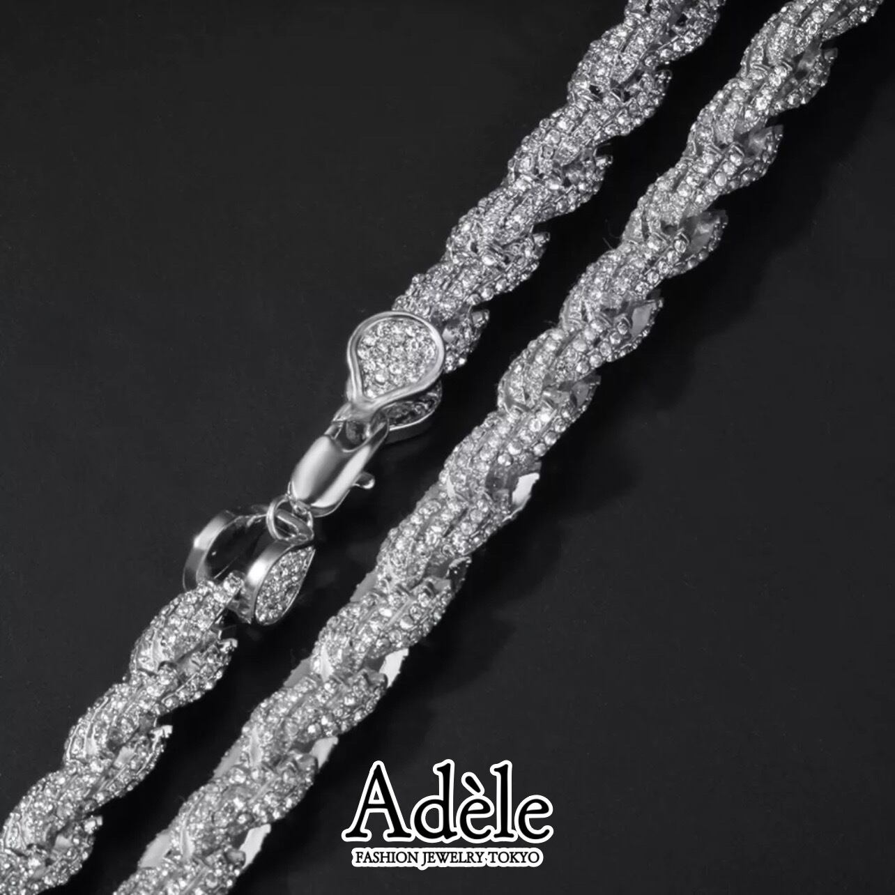 Milène】ネックレス 41cm 50cm ラインストーン キラキラ ロープ