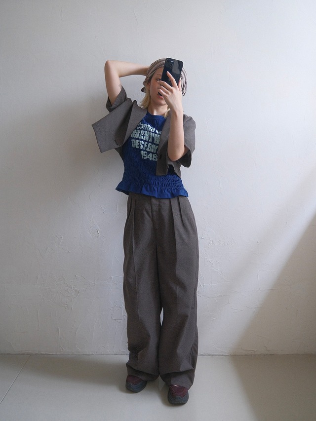 Double Tuck Wide Pants / BROWN