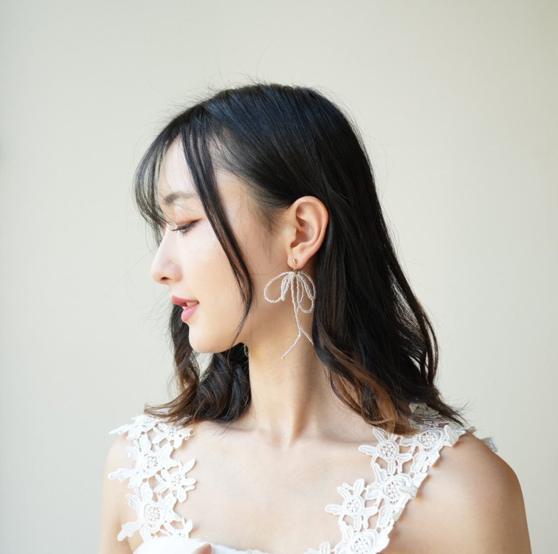 ビーズリボンピアス A17-059 | fesk