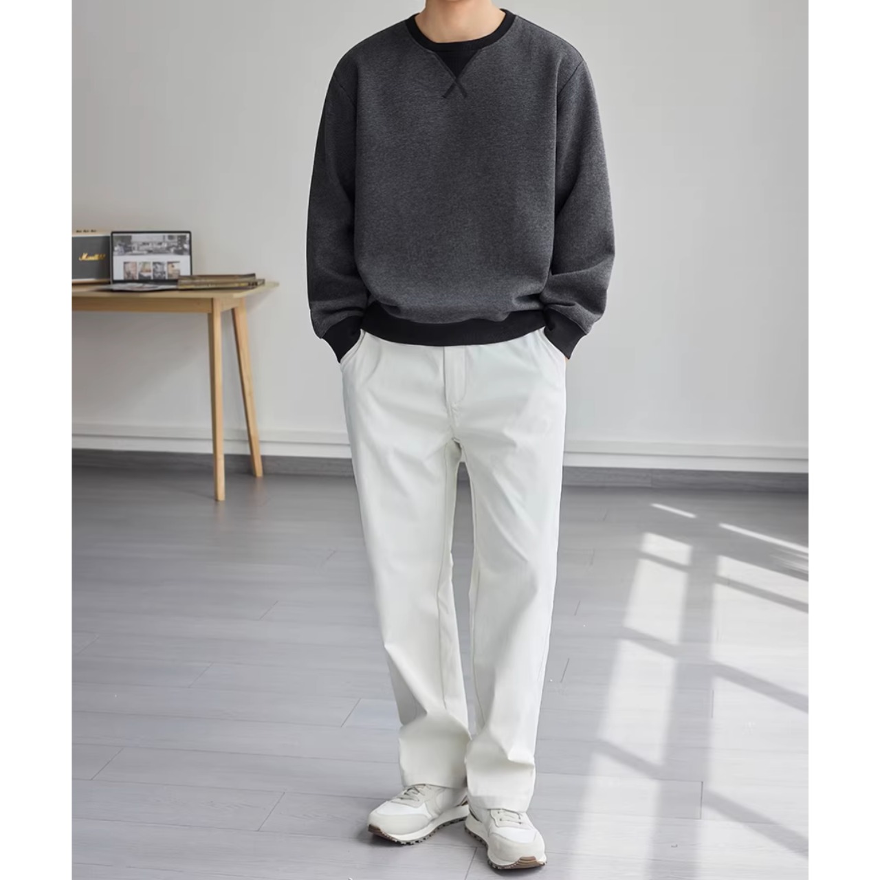 ヒップ丈 クルーネックスウェット af0435